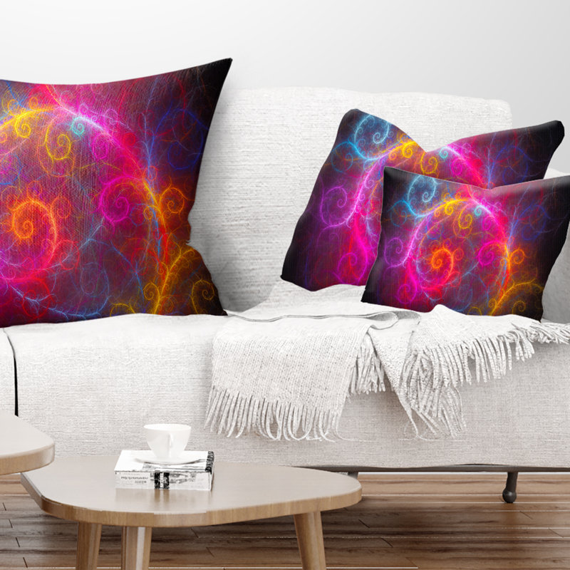 Magnifique motif fractal - coussin abstrait imprimé, Rose / Rouge