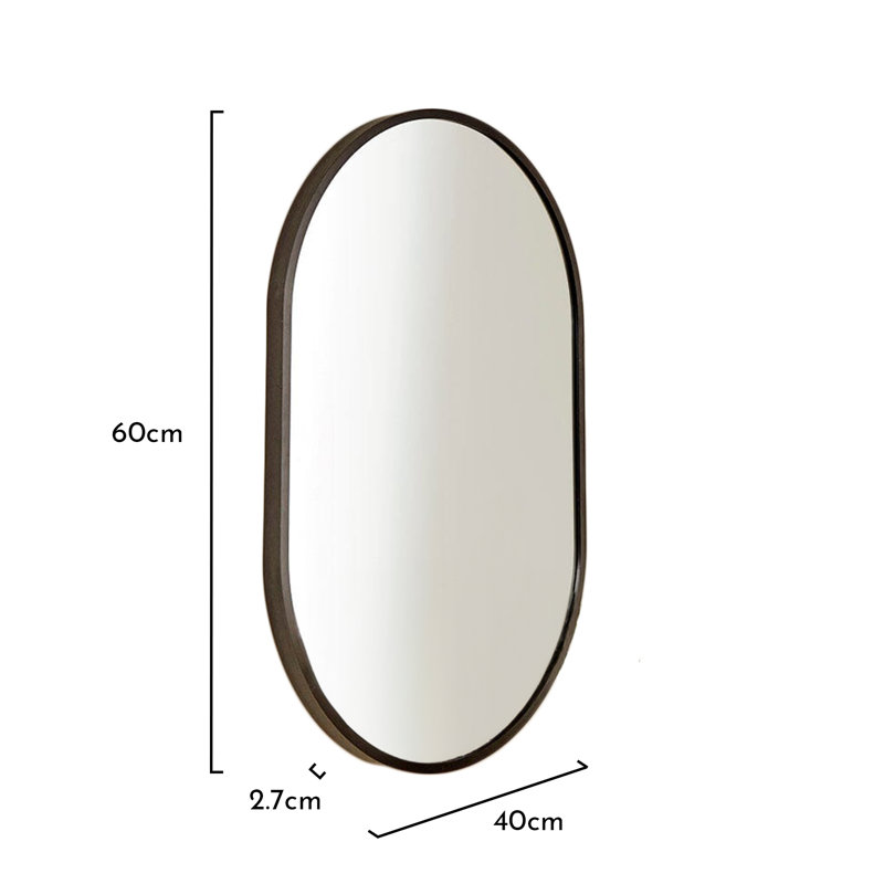 Nickalls Capsule Metal Wall Mirror, Black