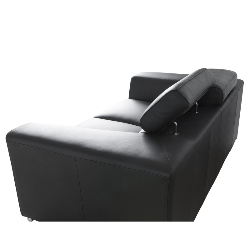 Icon Upholstered 87'' Sofa, Black Genuine Leather