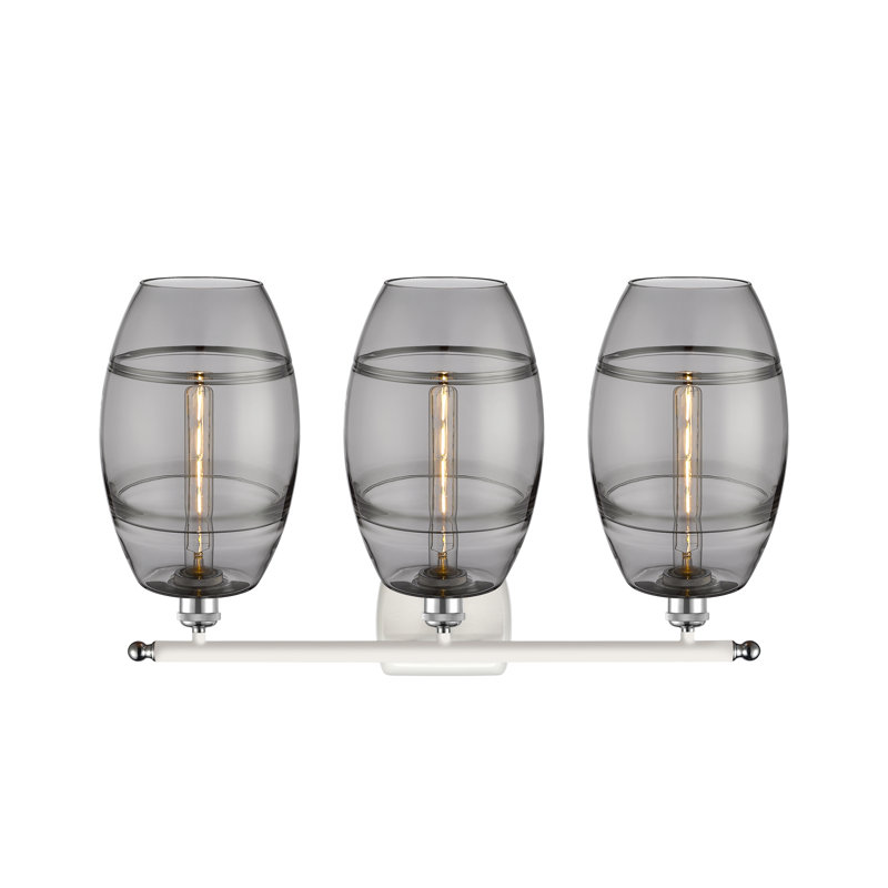 Éclairage pour meuble-lavabo 3 lumières Kusham, Chrome poli blanc, Gris fumée clair, 3 lumières