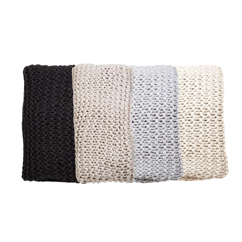 Finn Extra Chunky Hand-Knit Organic Throw - Taupe 60x50