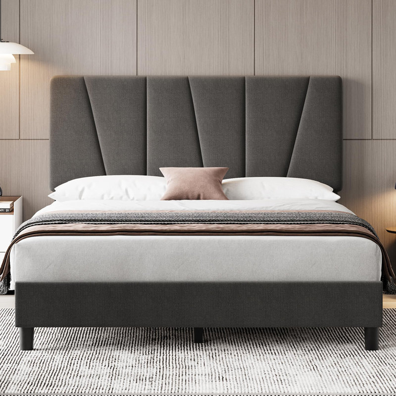 Watse Upholstered Sleigh Bed, Full XL, Dark Gray