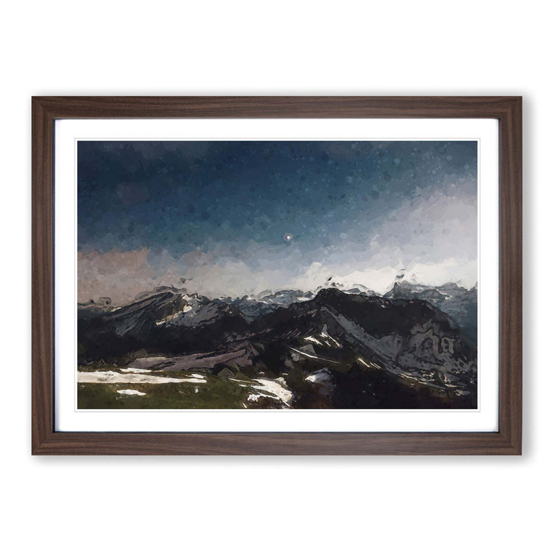 Stars Above the Mountains - Picture Frame Graphic Art Print, 48cm H x 65cm W x 2cm D, Walnut Framed