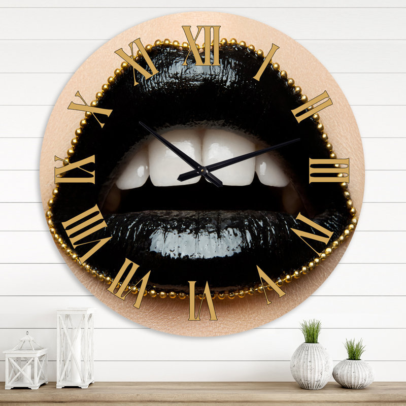 Horloge murale moderne avec lèvres rouges et rouge à lèvres, Grand