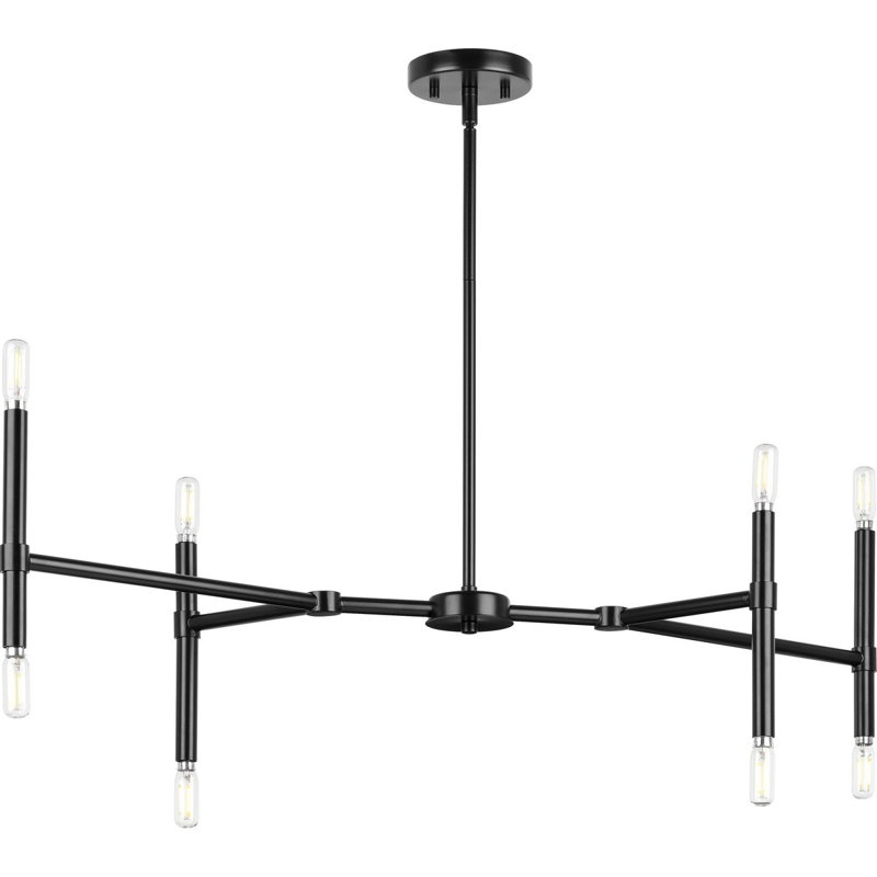 Lustre linéaire moderne Spoutnik 8 lumières Marcuse, Noir mat