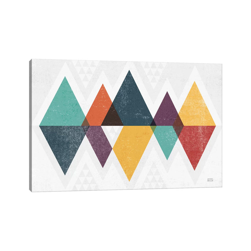 Mod Triangles II Retro by Michael Mullan - Print on Canvas, Wrapped Canvas, 66.04cm H x 101.6cm W x 1.91cm D