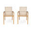 Chaise de salle à manger, ensemble de 2, structure en teck et textile beige