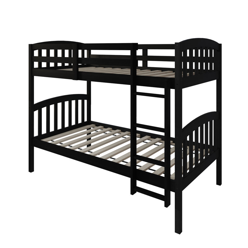 Jeeven Kids Twin Over Twin Bunk Bed, Black