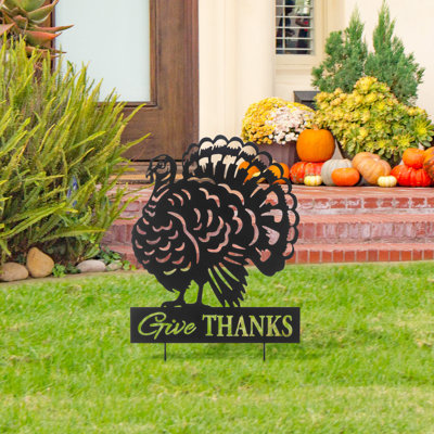 30"H Thanksgiving Metal Silhouette Turkey Yard Stake(KD)