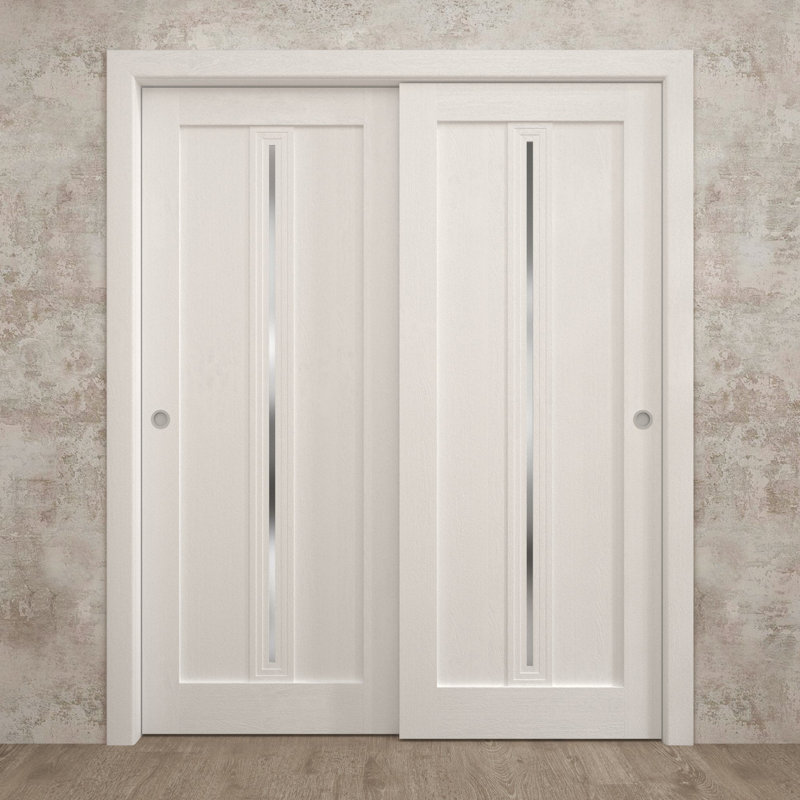 Panneau de porte à dalle | Ego 5014 | Portes en placage de bois | Pochette coulissante à poche, Chêne blanc peint