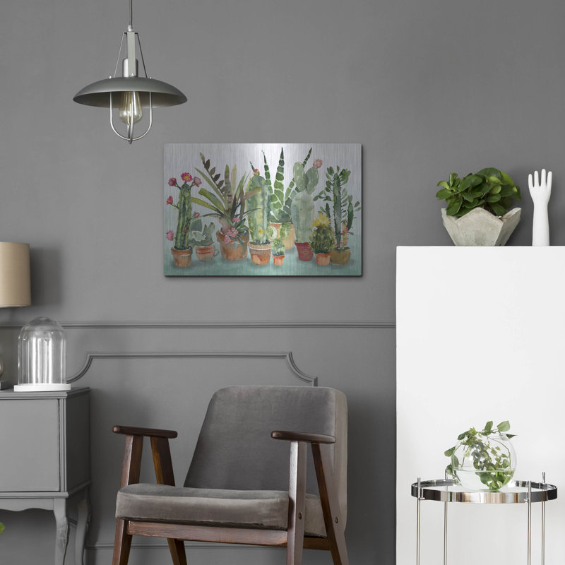  «Beautiful Cactus Garden» par Jean Plout, art mural en métal, 24 po x 16 po, H 16 po x l 24 po