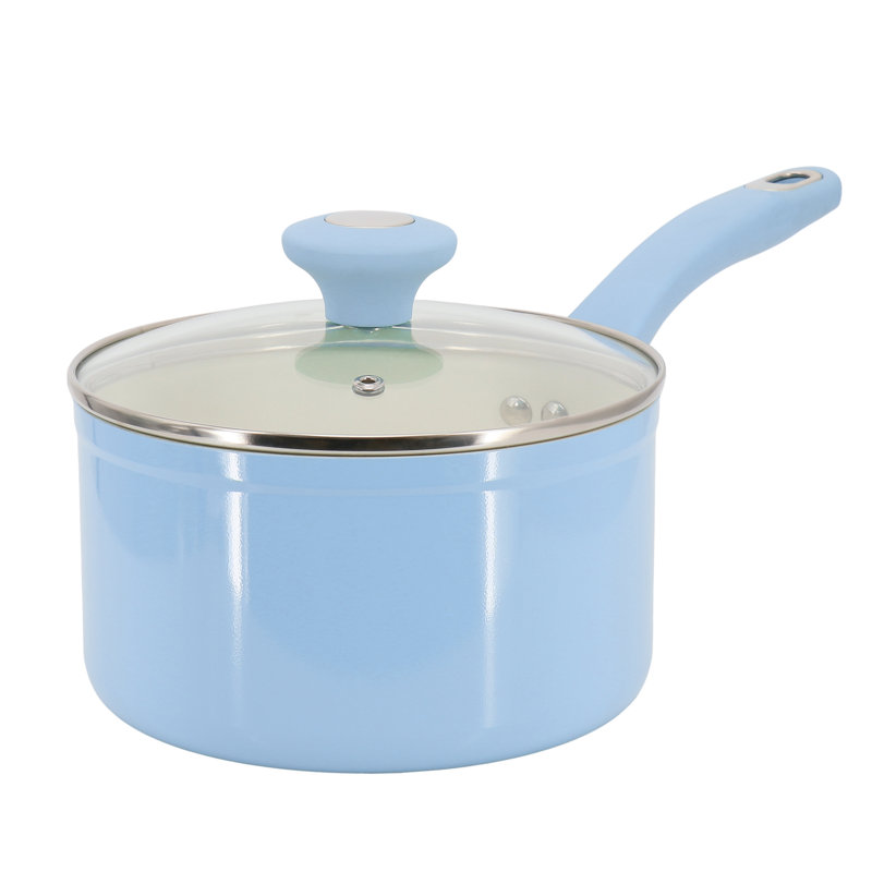 Batterie de cuisine en céramique antiadhésive en aluminium corail 8 pièces Martha Stewart Everyday Rexford, Bleu