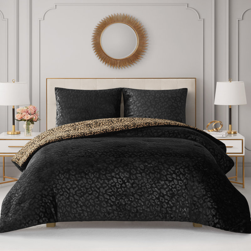 Juicy Couture Embossed Leopard With Royal Leopard Comforter Sets, King Comforter