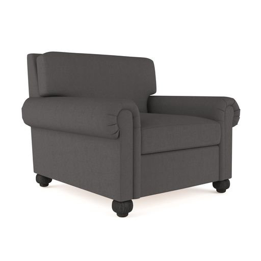 Leroy Armchair, 36" H x 41" W x 43" D, Crushed Velvet Alabaster, Weathered
