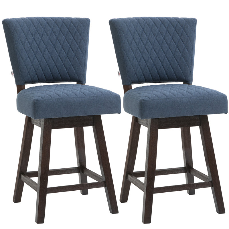Swivel Upholstered Counter Stool, Blue