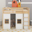 Lit mezzanine en bois avec garde-robe intégré et 2 fenêtres-405695659