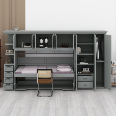 Lit escamotable mural avec garde-robe, armoire et bureau Murphy