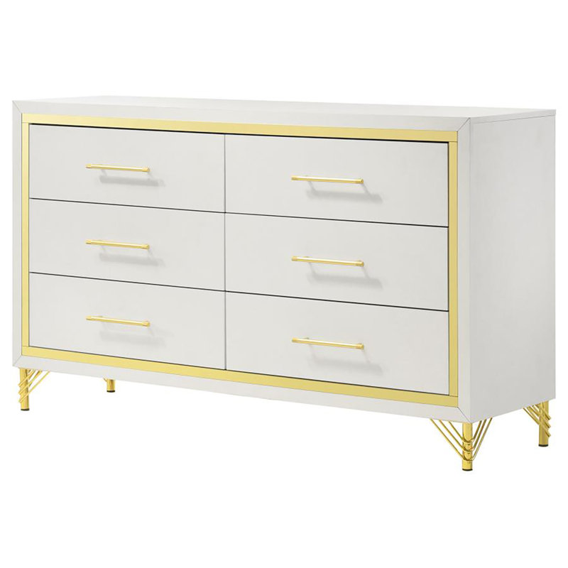 Commode 6 tiroirs Cary, Blanc