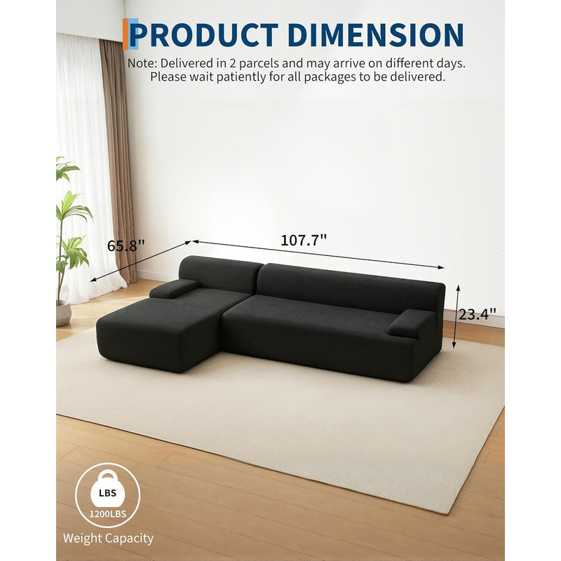 Canapé modulaire 108 po Cloud, Noir