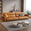 Ensemble de salon en cuir véritable orange 3 pièces