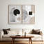 Black & Beige Abstract Geometric Wall Art Set, Boho Minimalist Framed Canvas Decor