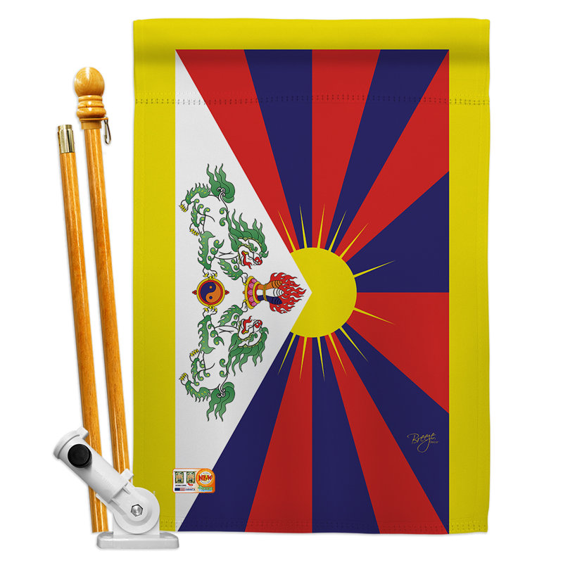Des drapeaux du Tibet du monde de la nationalité et du polyester décoratif vertical à 2 faces de 28 x 40 po Ensemble de drapeaux