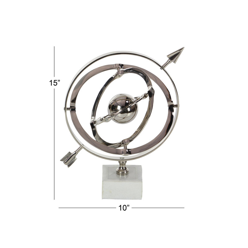 Sculpture sphère armilaire en aluminium Mattei