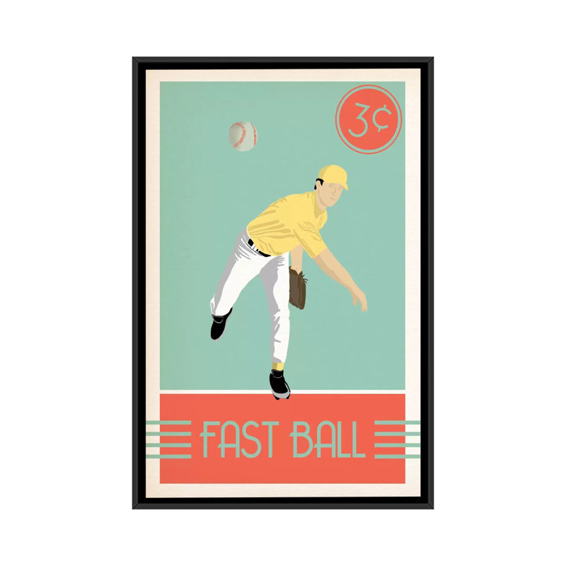 « fast ball », impression sur toile, H 60 po x l 40po x P 1,5 po, Toile avec cadre noir, Pas de tapis