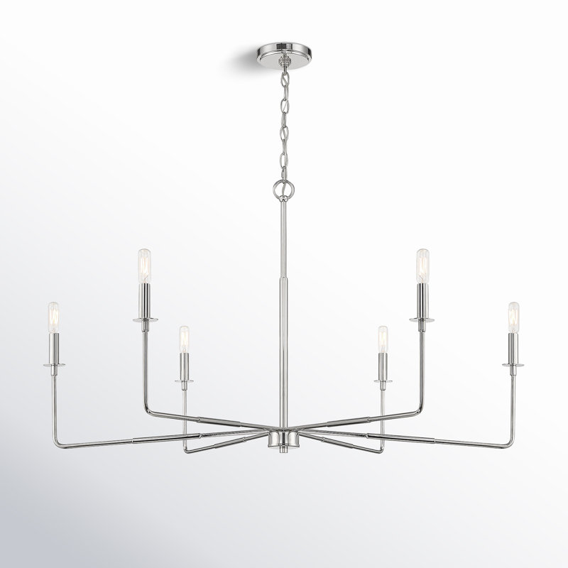 Lustre classique à 6 lumières de style bougie Alysa, Nickel poli