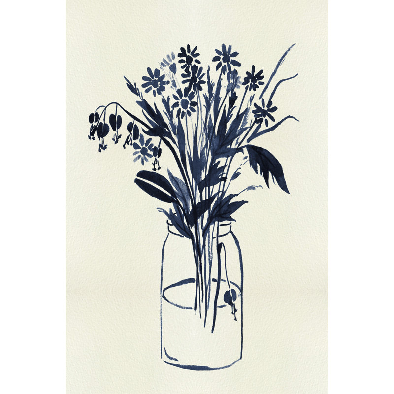 Indigo Floral Vase II by Melissa Wang - Wrapped Canvas Print, 46cm H x 30cm W x 3.8cm D