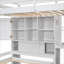 Lit simple sur bois de pin simple Lit mezzanine en MDF avec bureau intégré, sans sommier, blanc pour petite chambre d'amis-474282363