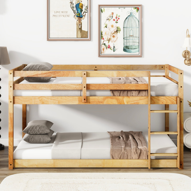 Lit mezzanine en bois d'hévéa massif - Idéal pour les petites chambres simples et les meubles polyvalents, Naturel
