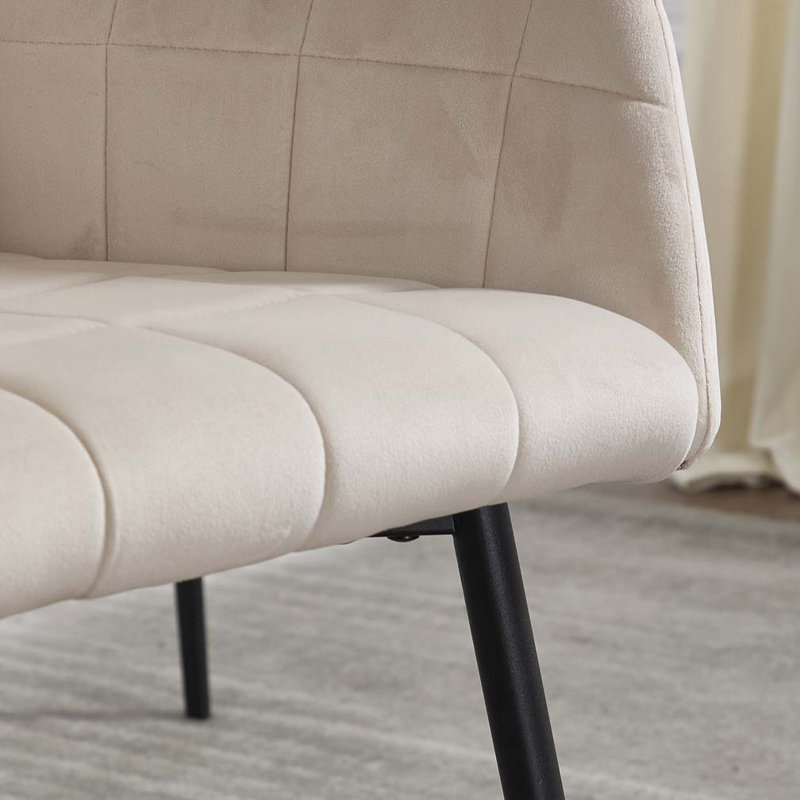 Kilduff Velvet Upholstered Dining Chair with Armrests, Crème, crème, 1