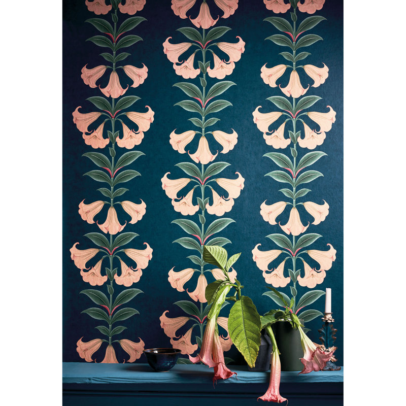 Seville Floral Wallpaper Roll, Green/Beige/Black