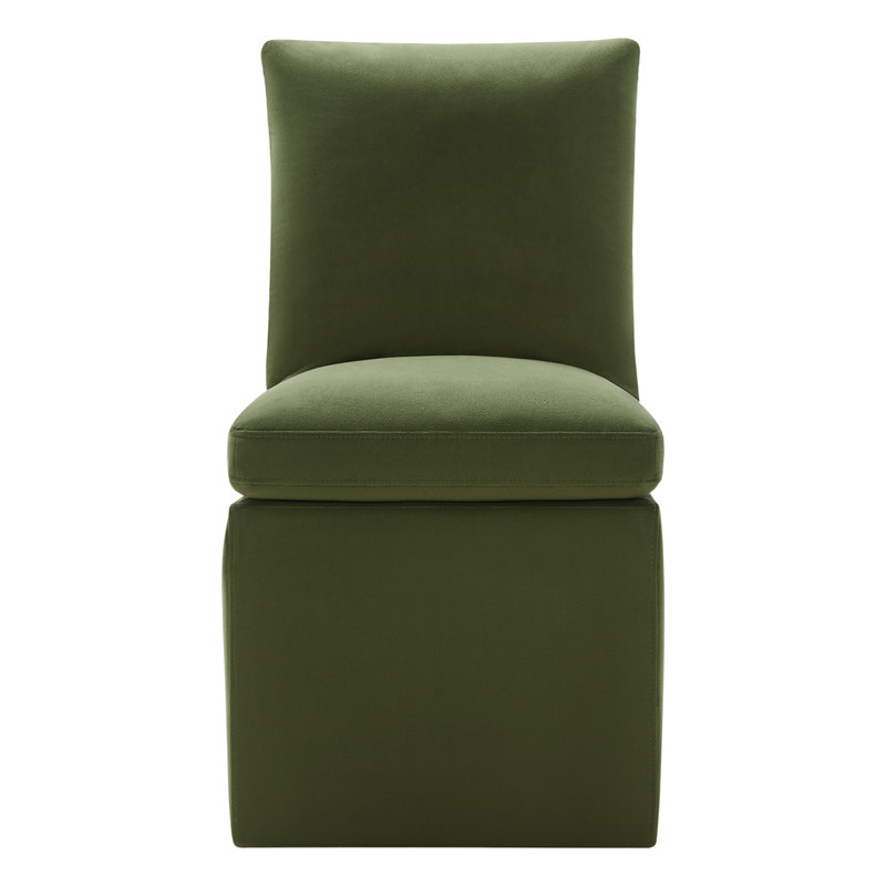 Chaise d'appoint rembourrée Alayaa, Velours performance vert forêt Bella