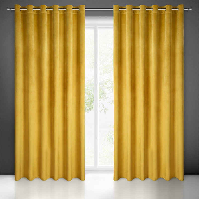 Aashdon Blackout Curtains Single Panel, Width 215 x Drop 250 cm, Mustard