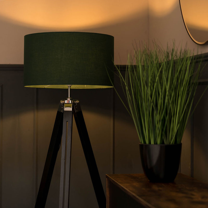 127.5cm Tripod Floor Lamp, Black, Green