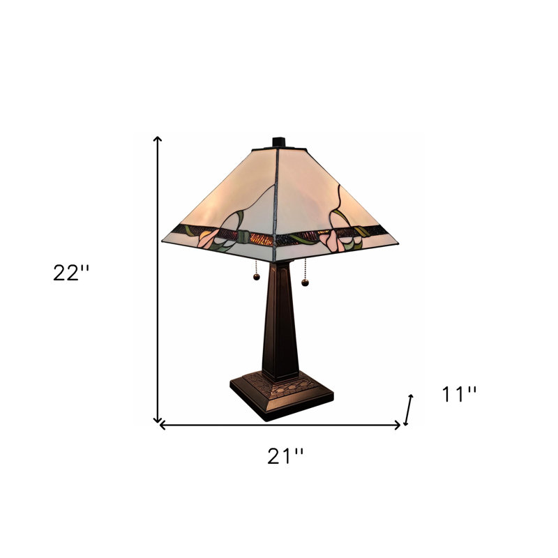 Lampe de table 22 po en métal brun foncé à deux lumières avec abat-jour ivoire