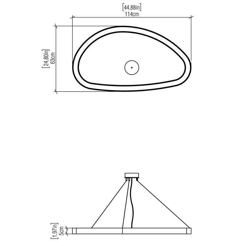 1 - Light LED Pendant, 1.97" H x 44.88" W x 24.8" D, Organic Gray
