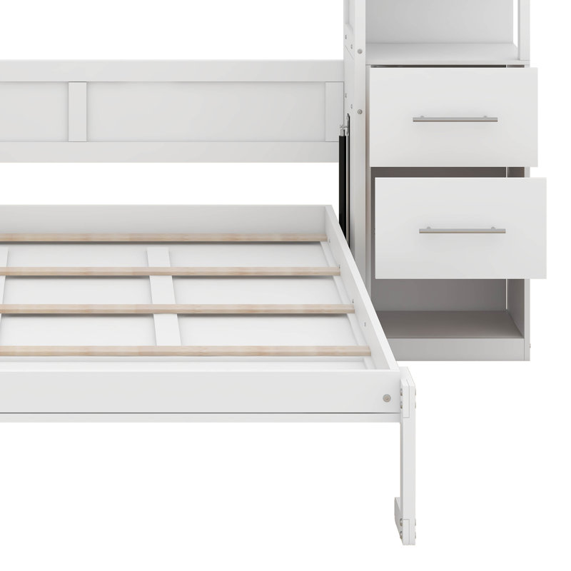 Full Murphy Bed Wall Bed With Shelves, White