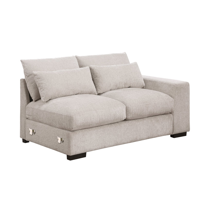 Mauralia Piece Upholstered Chaise Sectional, Beige Chenille 