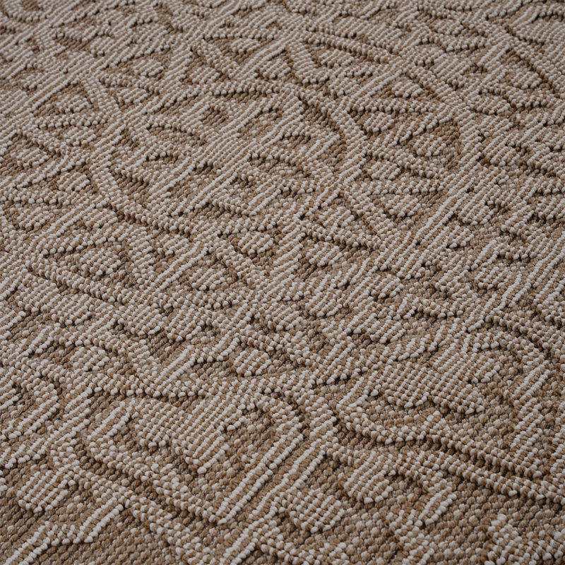 Collection Beige /Medallion Indoor/Outdoor Area Rug, Rectangle 5'3" x 7'6"