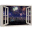«Window View Vibrant, 4 juillet, feu d'artifice, ciel, célébrations et vacances, images de la nature, paysage» sur toile-98448406