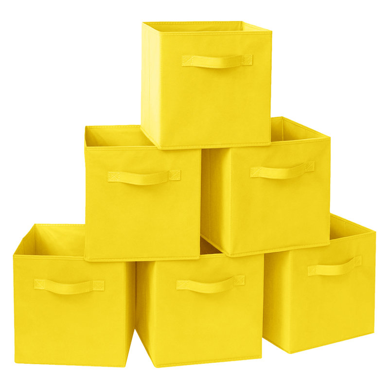 Sorbus 6 Pack 11" Foldable Fabric Storage Cube Bins with Handles, Yellow