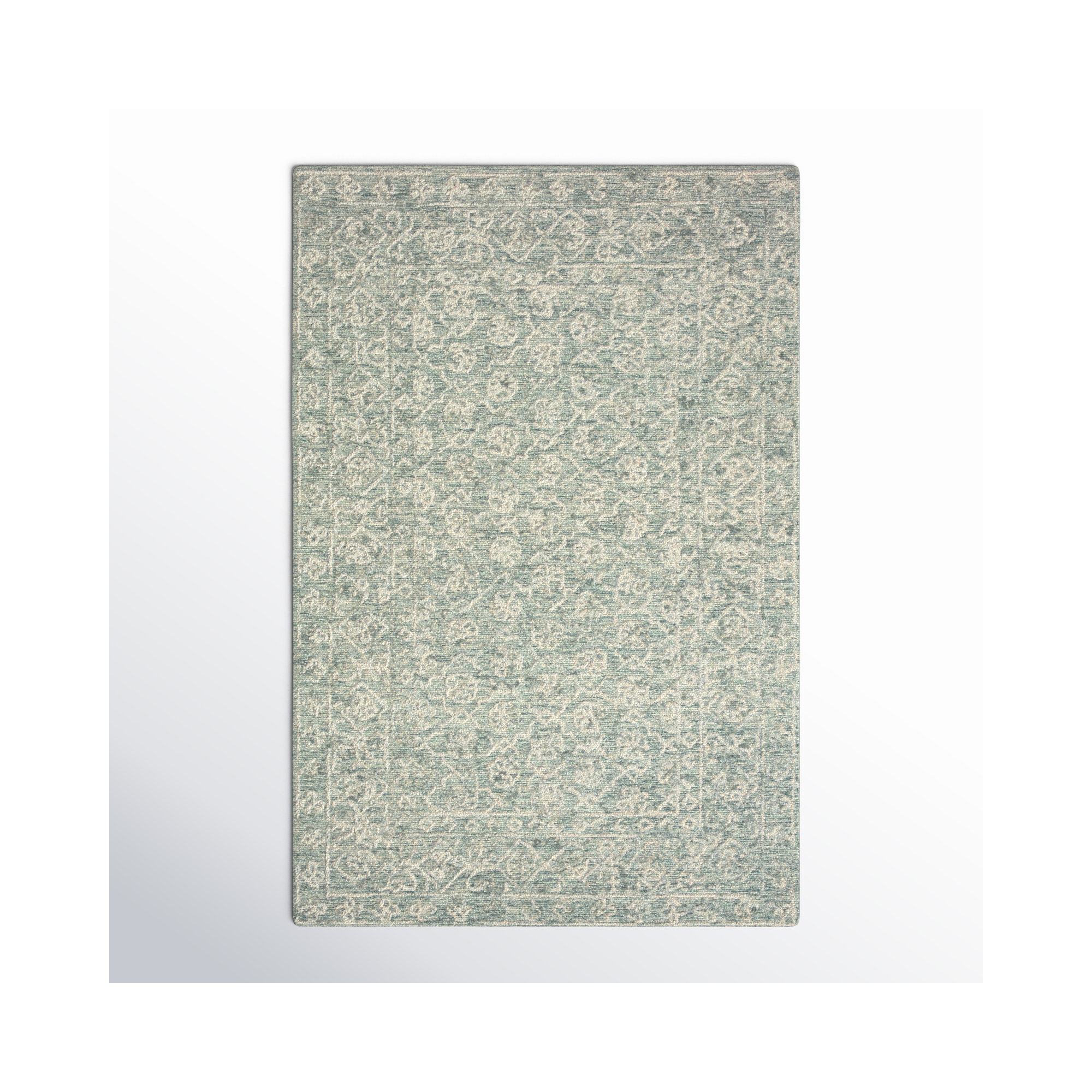 Millcreek Handmade Wool Ocean/Ivory Rug, Rectangle 5' x 7'6"
