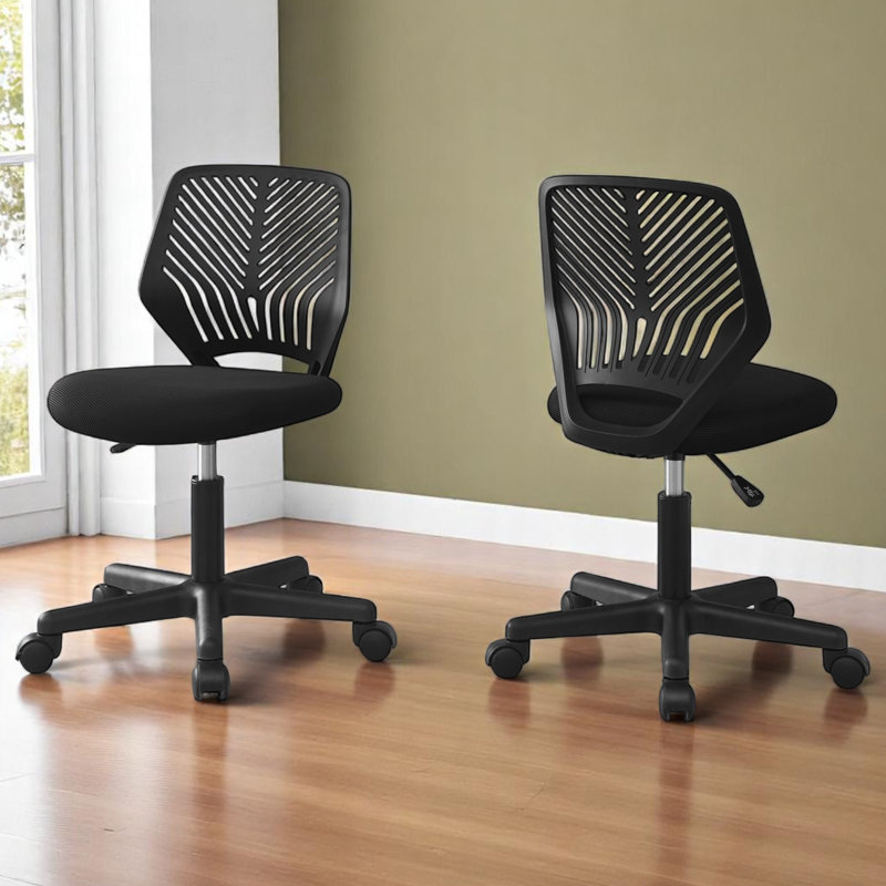 Jevin Adjustable Height Polyester Office Chair, Black 31.05'' H X 19.84'' W X 19.84'' D