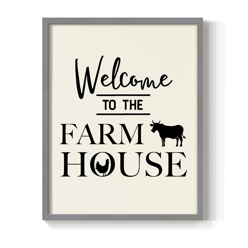 «Welcome to the Farmhouse», reproduction encadrée en bois massif, Gris, H 30 po x l 24 po