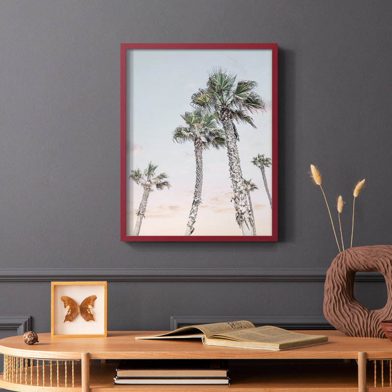 «Palms Up», reproduction encadrée - bois massif, Rouge, H 10 po x l 8 po