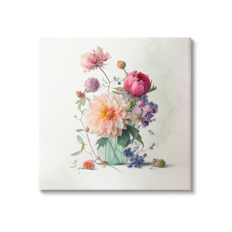 "Winston Porter Mixed Blooms", art mural sur toile par Leah Mclean, H 30 po x l 30 po x P 1,5 po