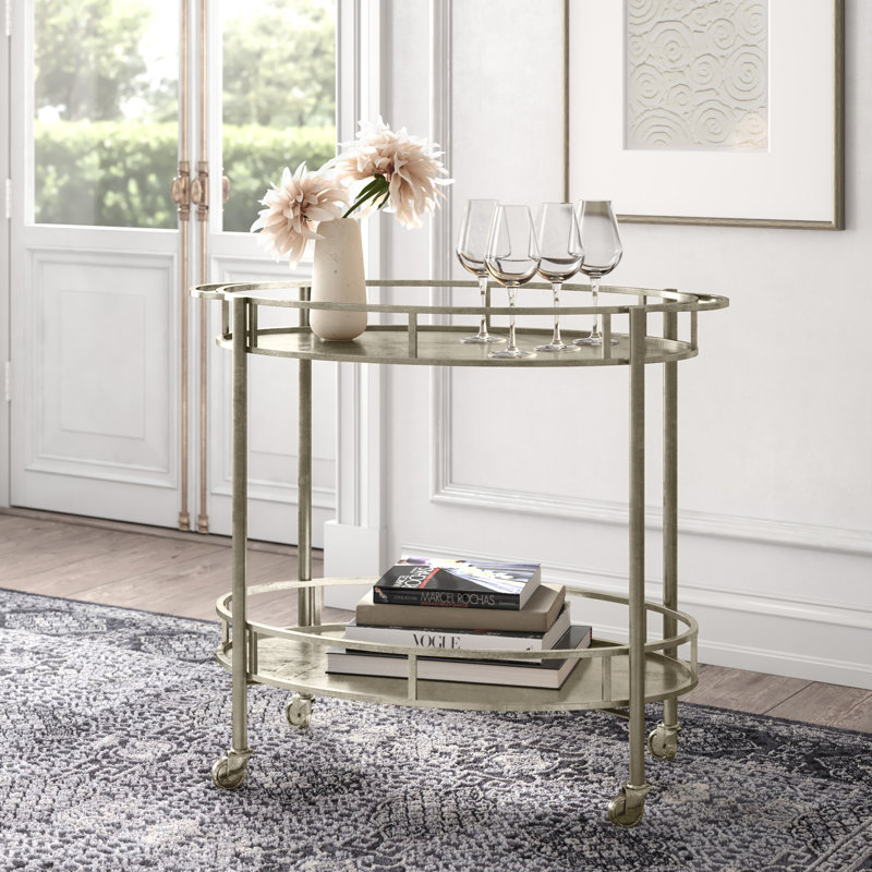Metal Bar Cart, Brushed Gold